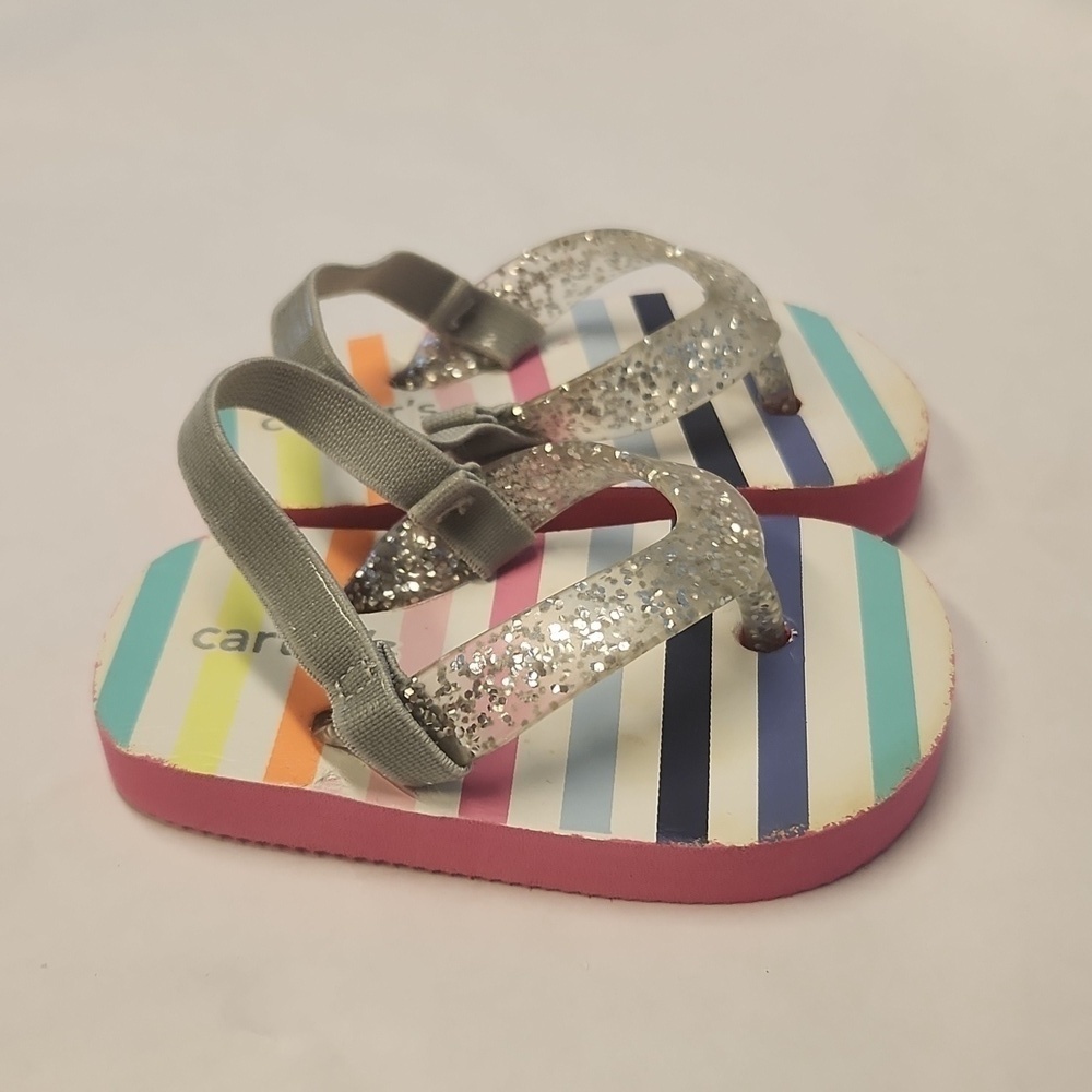Carters Sandals 3-6 months flip-flop elastic back stripe